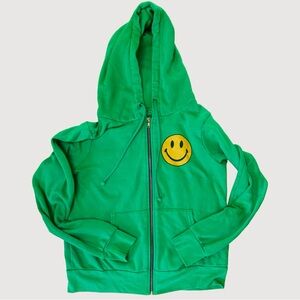 Aviator Nation Green Adult Smiley Face Essential Zip Hoodie